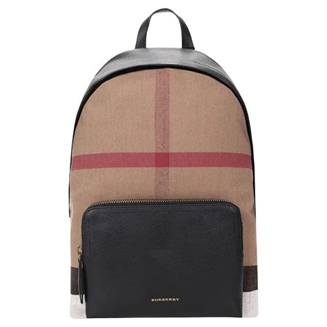 burberry canvas check leather trim backpack|Burberry vintage check backpack.